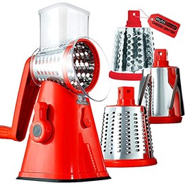 Nutrislicer 3-in1 Kitchen Spinning/Rotating Mandoline Countertop Vegetable Slicer Fruits Slicer Chopper Shredder Grater with 3 Stainless Steel Drum Blades For Vegetable, Fruits, Cheese As Seen On TV