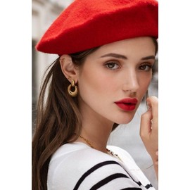 Chunky Gold Earrings for Women Statement Door Knocker earrings Simple Gold Plated Drop Dangle Earring Geometric Earring