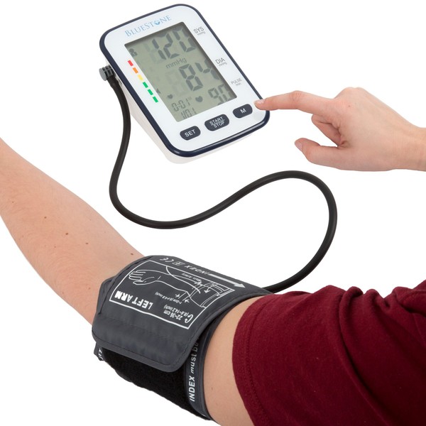 Blood Pressure Cuff - Electronic Digital Upper Arm Heart Monitor with LCD Screen - Personal Health Tracking Device for Hypertension by Bluestone