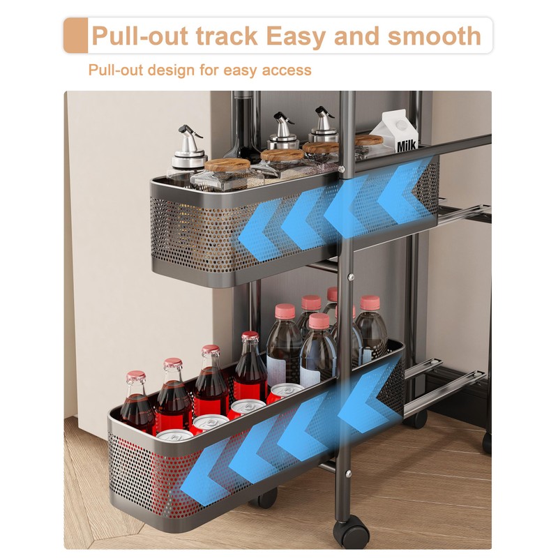 UMDONX Slim Storage Cart 5 Tier with Pull Out Basket