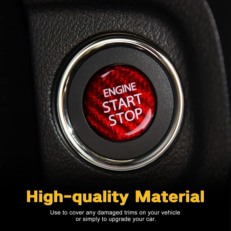 KUNGKIC Carbon Fibre Car Engine Start Stop Switch Ignition Switch