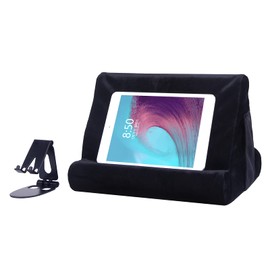 Tablet Stand Multi-Angle Tablet Pad Stand Lazy Holder Stand Soft Pad Stand Tablet Cushion Stand with Net Pocket & Black Phone Stand for Lap, Knee, Sofa and Bed Universal Phone Pad Stands (Black)