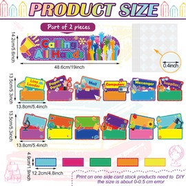 76 Pieces Classroom Jobs Chart Bulletin Board Sets Hands on Management Center Classroom Helper Chart Bulletin Board Day Chart Jobs Pockets Chart Teacher's Helper for Classroom Wall Decor