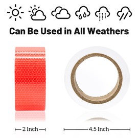 Red Reflective Tape Outdoor Waterproof 2 Inch x 33 Feet DOT Reflective Tape Reflector Tape for Trailers,Cars,Vehicle