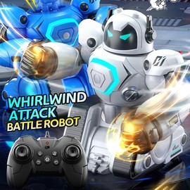 Remote-Control Battle Robot Set - Soccer Duel & Boxing Fight Modes, 2.4G Multiplayer Play With LED Lights, Music, And DIY Weapons