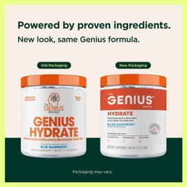 The Genius Brand Genius Hydrate - Electrolyte Supplement for Daily Hydration - Coconut Water - Sugar-Free - 8 Essential Minerals & Nutrients - Non-GMO - Blue Raspberry - 50 Servings