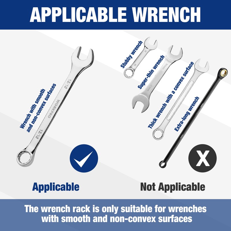 WORKPRO 2-Piece Wrench Organizer, 24-Slot Plastic Wrench Holder Set with