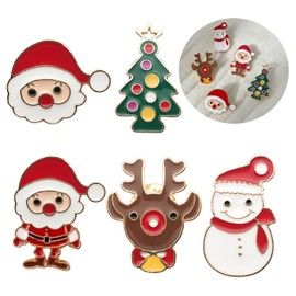 FANSEZQ Pack of 5 Christmas Series Pin Brooch Metal Brooch Cartoon Cute Brooch Clothes Bag Bag Jacket Jacket Jewelry DIY Accessories Santa Claus Snowman Reindeer Christmas Tree, Fabric