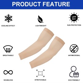 TEVEUNI 2Pairs Arm Sleeves for Women Men with Hand Cover Compression Arm Sleeve Tattoo Cover Up Sleeves to Cover Arms Women's Warm & Cooling Arm Warmers