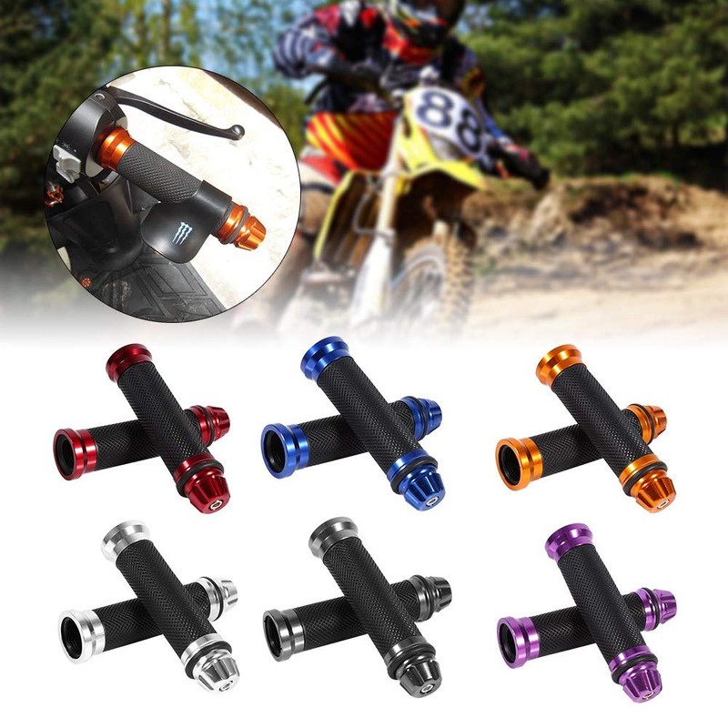 Keenso 7/8" Motorcycle Handlebar Grips, CNC Aluminum Rubber Hand Grips,