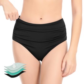 Kvitko Period Swimwear High Waisted Bathing Swimsuit Bottoms Tummy Control for Women Teens