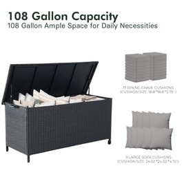 Grand patio Outdoor Storage Box 108 Gallon Wicker Storage Box for Garden Tools Pool Accessories Patio Furniture Cushions, Small Black