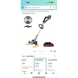 Patiox Electric Weed Trimmer Rechargeable With One 2.5 Ah Battery