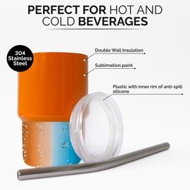 ARTI-LUX 3oz Mini Tumbler Shot Glass With Straw - 6 Pcs sublimation shot glasses stainless Steel Double Wall Vacuum Insulated, Mini Shot Glass whit straws and lids, set for Party