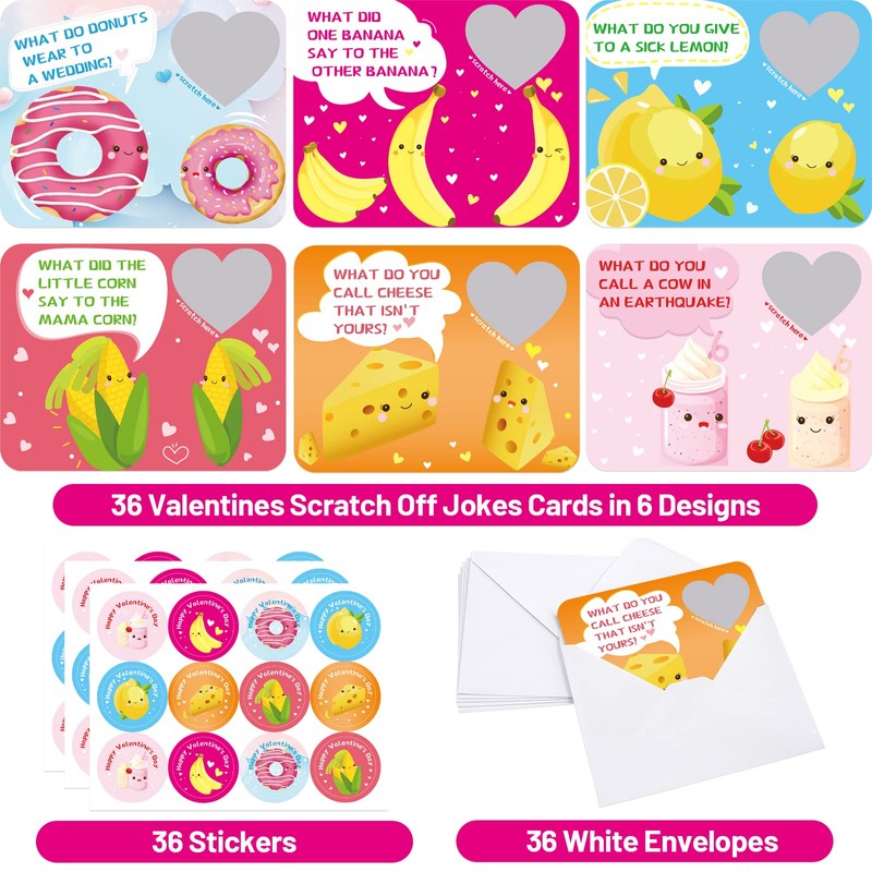 Valentines Day Cards Scratch-Off Jokes for Kids Classroom Gift Exchange