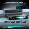 NICGIGA 18 Port PoE+@250W Switch - 16 Ports, 2 Gigabit