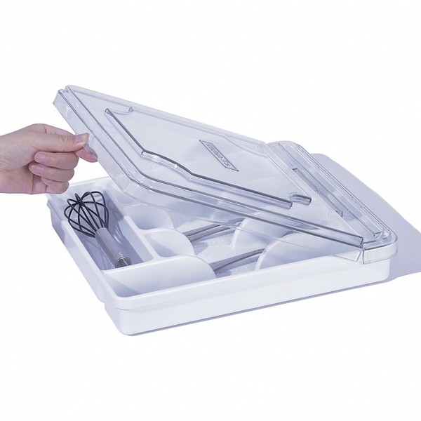 maulehua Silverware Organizer With Lid, Utensil Drawer Organizer. Removable Lid,