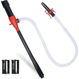 PUMPTOR Fuel Transfer Pump Battery Powered - Portable Gas Pump With Clip - Red