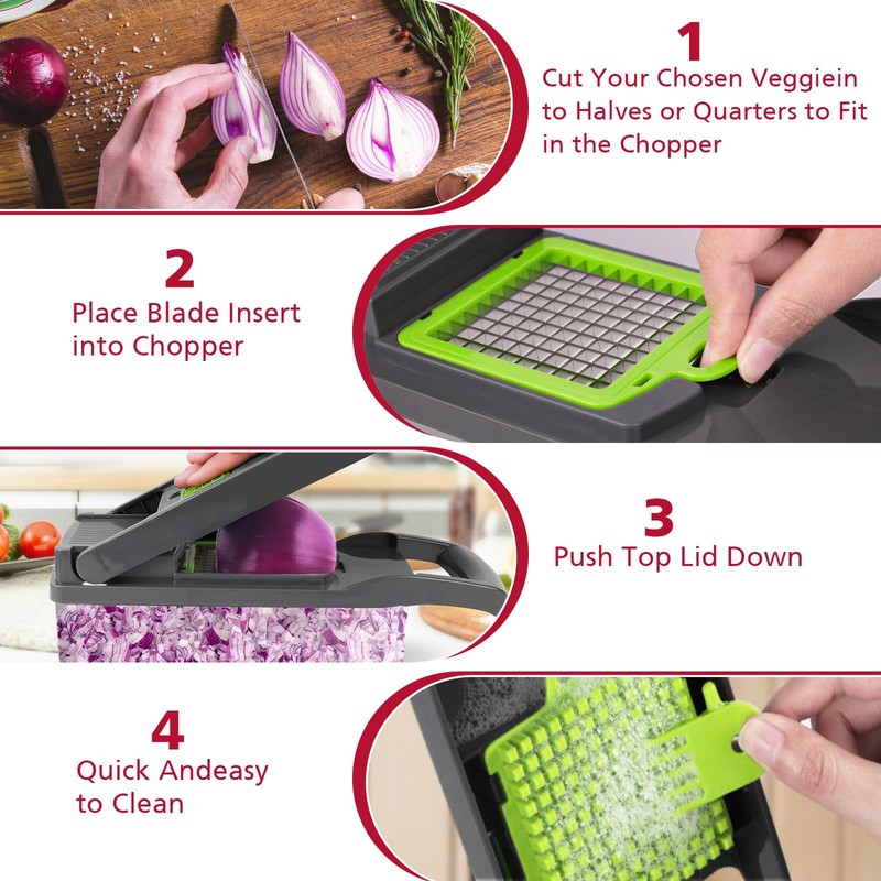 Vegetable Chopper, Pro Onion Chopper, Multifunctional 13 in 1 Food
