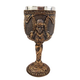 Atlantic Collectibles Norse Mythology Viking Spirit Goddess Valkyrie 7oz Resin Wine Goblet Chalice With Stainless Steel Liner