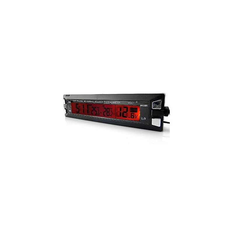 BW Digital LCD Display Car Clock with Thermometer/voltage Monitor With