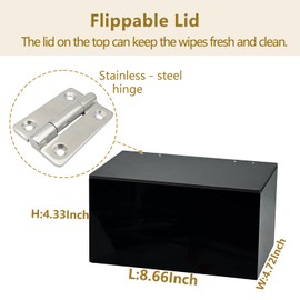 Wipes Holder Container Refillable, Acrylic Dispenser Box for Disposable Wipes, Rectangle Disposable Face Towels, Black