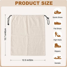 Hzfnon 4 Pcs Shoe Bags for Traveling, 13.8" x 12.6" Dust Bags for Shoes with Drawstring for Women and Men, Travel and Home Storage(Beige)