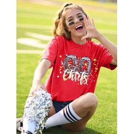 Football Shirts for Women Game Day Tshirt Vintage Leopard Soccer Splatter Graphic Tee Team Fan Gifts Tops