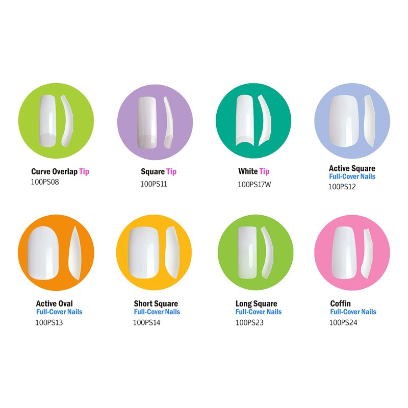 Kiss 100 Acrylic Plain Full-Cover Nails, Active Long Square