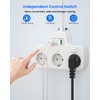 Flat Plug Socket Strip, Individually Switchable, 3-Way Multiple Socket with