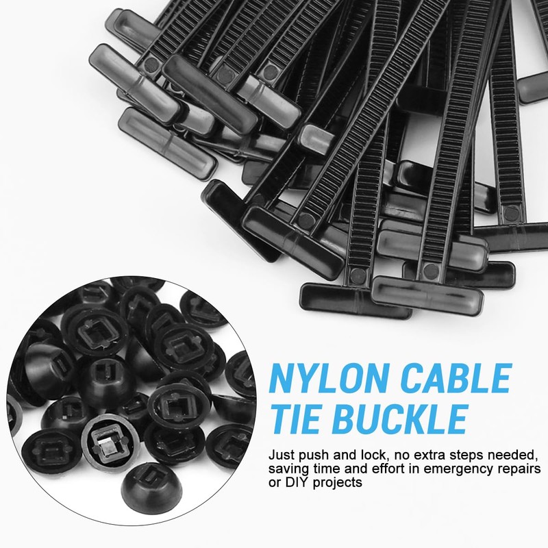 Fascette per Montaggio, Pack of 100 Black Cable Tie Buckle,