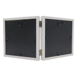 Smiling Art Wooden Picture Frame for 2 Photos Folding Picture Frame Double Frame (White + Grey, 2 x 10 x 10/2 x 15 x 15 cm)