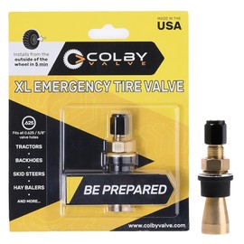Colby Valve XL Emergency Valve Stem Replacement Heavy Duty Strong 360 Brass Metal Made in USA for Tractors, Backhoes, Skid Steers & Hay Balers Quick Install from Outside of Wheel