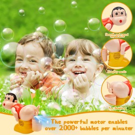 Bubble Machine for Children, Automatic Fart Bubble Blower, Electric Bubble Machine with Lights and Switchable Sound for Kids/Birthday/Party (A)
