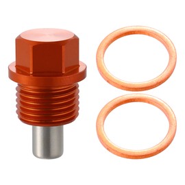 X AUTOHAUX Oil Drain Plug M16 x 1.5 Magnetic Oil Pan Plug Oil Drain Plug with Sealing Ring Aluminium Alloy Oil Pan Orange