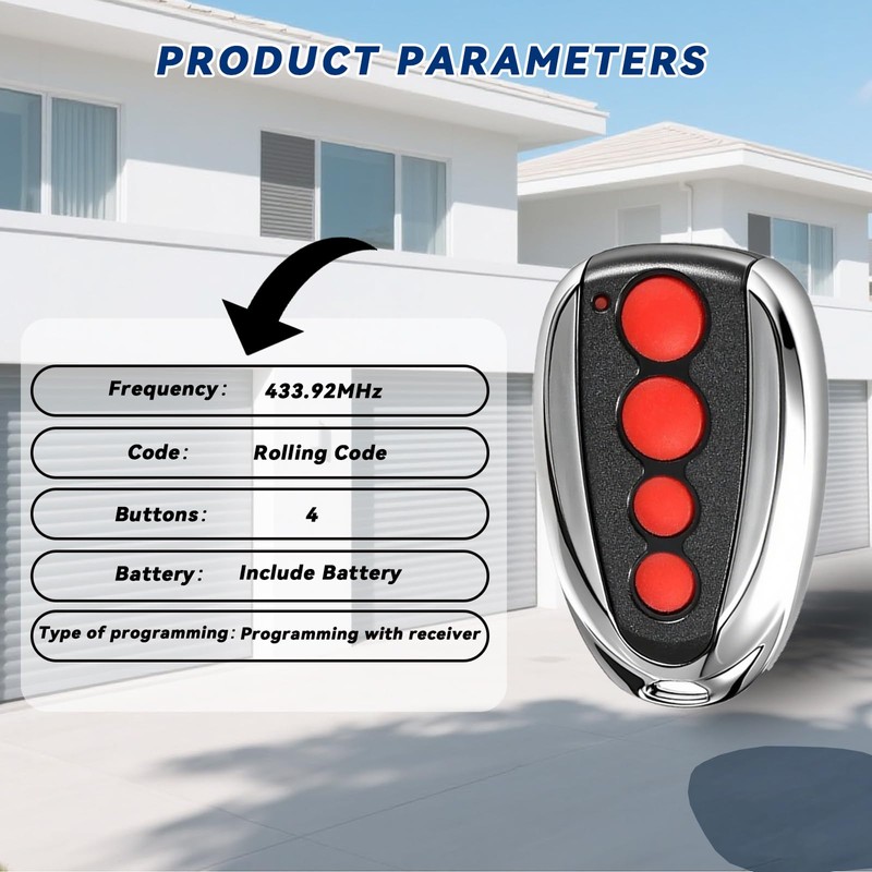 XDTKML Compatible Steel-Line ZT-07 433.92Mhz Garage Door Remote SD800 Opener