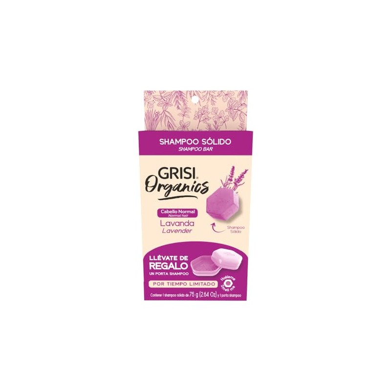 Shampoo Sólido de Lavanda para Cabello Normal, 75gr