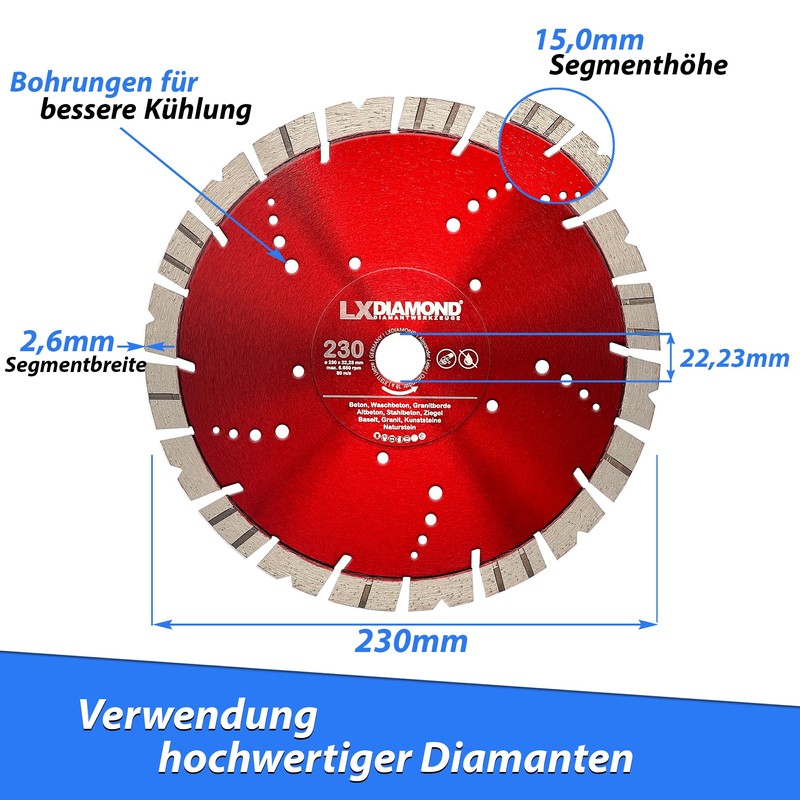 LXDIAMOND Diamond Cutting Disc 230 mm x 22.23 mm –