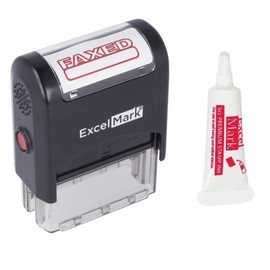 ExcelMark FAXED Self Inking Rubber Stamp - Red Ink (Stamp Plus 5cc Refill Ink)