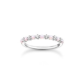 THOMAS SABO Ladies Ring Pink and White Stones 925 Sterling Silver TR2343-166-7, Sterling Silver, Cubic Zirconia
