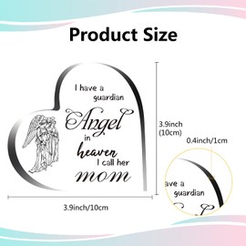 CREATCABIN Acrylic Heart Memorial Gift I Have Guardian Angel in Heaven I Call Her Mom Sympathy Bereavement Condolence Sentimental Gifts for Condolence Grief Table Centerpieces Decorations 3.9inch
