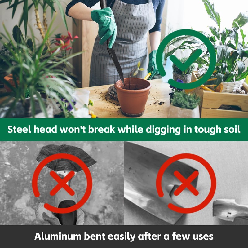 Garden Tools Set with Extension Handles, 5 Piece Thick Gardening