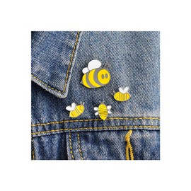 Cute Honey Bee Enamel Lapel Pins Funny Cartoon Insect Bee Wasp Brooches Pins for Women Girls Jacket Sweater Hat Cotated Pins Jewelry 4Pcs Set