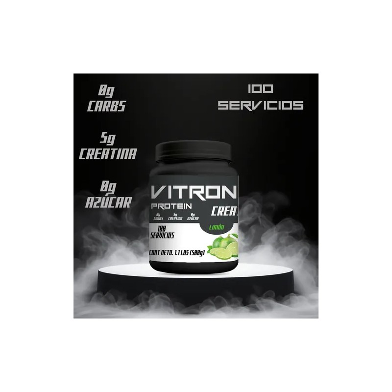 Creatina Monohidratada 500g Vitron Protein 100servis Polvo