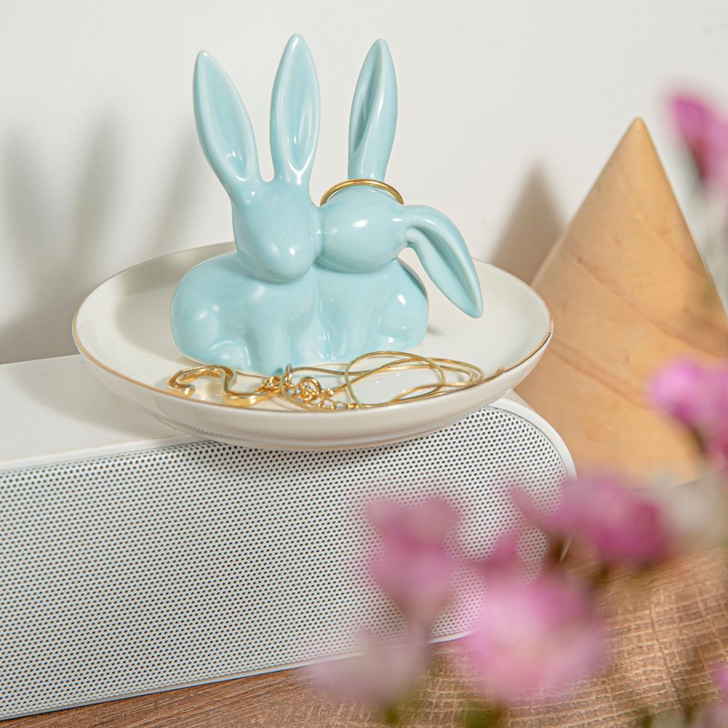Bunny Ring Holder Rabbit Ring Dish Ceramic Jewelry Holder Dish
