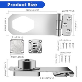 10cm Cabinet Password Hasp Locks, Security Combination Latch Lock, 3 Digit Twist Knob Cupboard Door Lock, Keyless Password Code Privacy Locker, Rotary Mechanical Lock for Barn Door Drawer