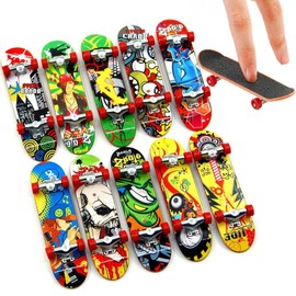 Bansusu 10 Pcs Mini Puzzle Toy Finger Skateboards Non-Slip Training Finger Coordination Fingerboard Perfect For Kids Party Skateboard Toys For Finger Deck Truck Finger Board For Home And School
