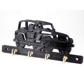 4x4 Rock Crawler Off Road Offroad Key Rack Holder Hanger Key Hooks - Four Hooks Installed - 6" Wide x 2 1/3" Tall x 3/16" Thick