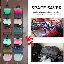 OVOY Bag-Organizer-Rack-Holder Purse Hanger for Door - 20 Hooks for Handbags for Closet and Door 2Pcs-Fit Door Thickness 1.3-1.5" (Black, 2PCS(Fit Door Thickness 1.3-1.5"))