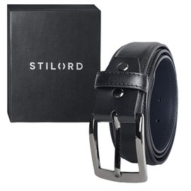 STILORD 'Dean' Suit Belt Men's Leather Classic Leather Belt Business Belt Made of Full Leather Men's Belt Can be Shortened in Vintage Gift Box Genuine Leather 34 mm, black